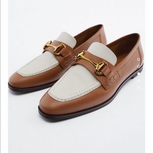 Zara Contrast Colour Leather Loafers